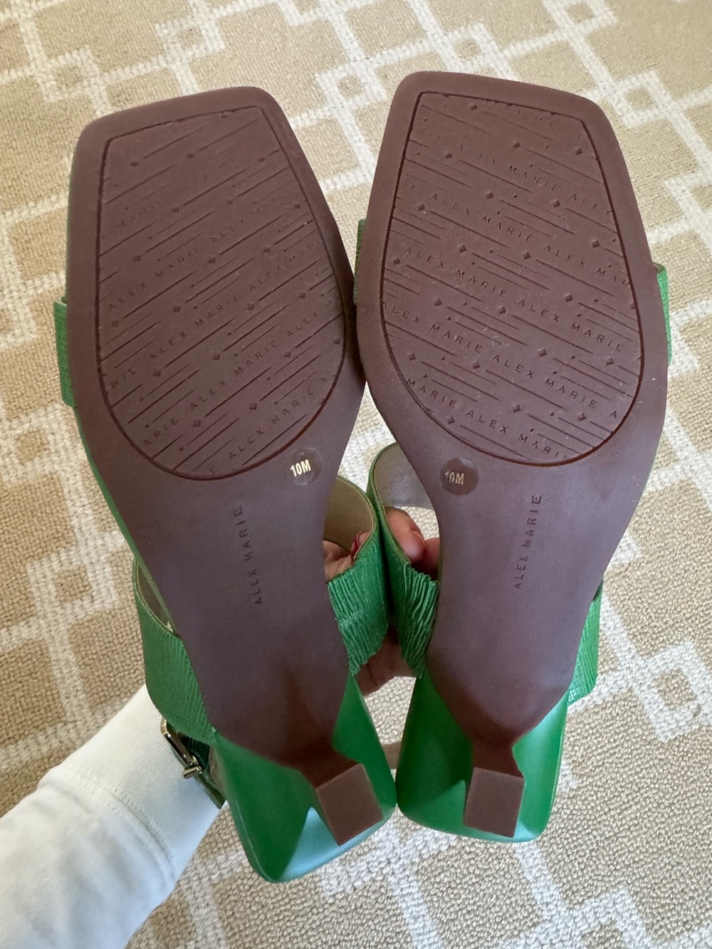 Alex Marie Barbra Leather Slingback Kitten Heel Sandals Tropical Leaf Green 10 - Picture 4 of 17